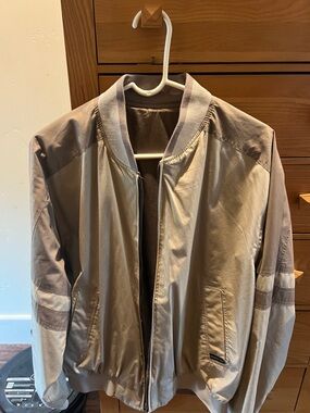 Members Only Taupe Slim Bomber Jacket